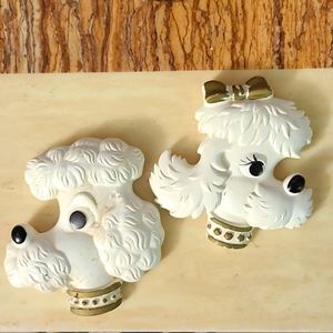 Vintage 1978 poodle girl & boy deco wall plaques